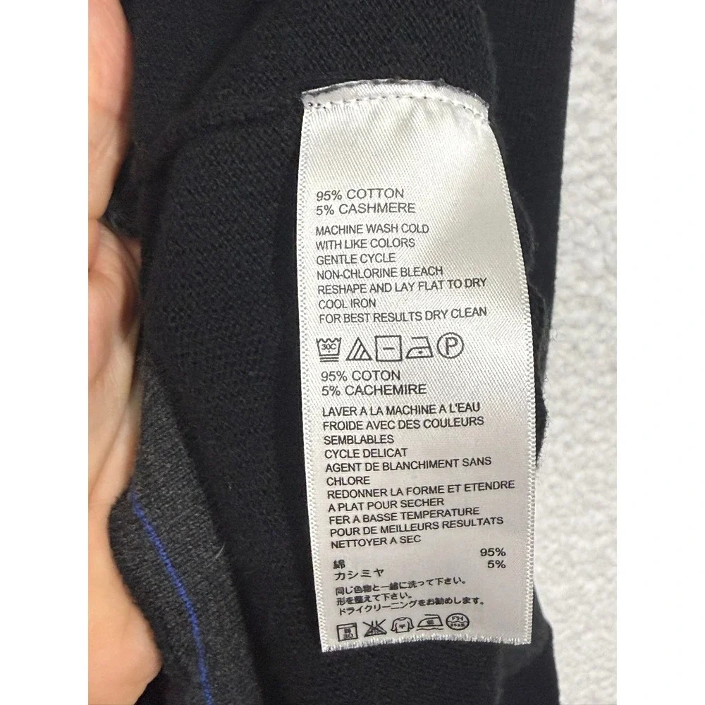 Tommy Bahama Mens Black 1/4 Zip Sweater Cotton Cashmere Long Sleeve Mock‎ Neck